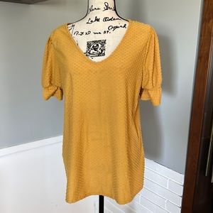 so perla mustard yellow Swiss dot short sleeve top